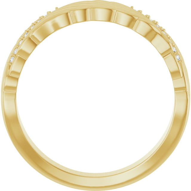 14K Gold Round Lab-Grown Diamond Accented Sculptural Band - 08 CTW - Yellow Gold - view 2