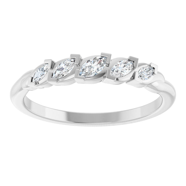 Platinum Marquise Natural Diamond Anniversary Band - 1/4 CTW - view 3