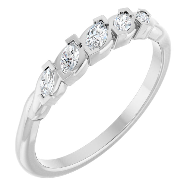 Platinum Marquise Natural Diamond Anniversary Band - 1/4 CTW
