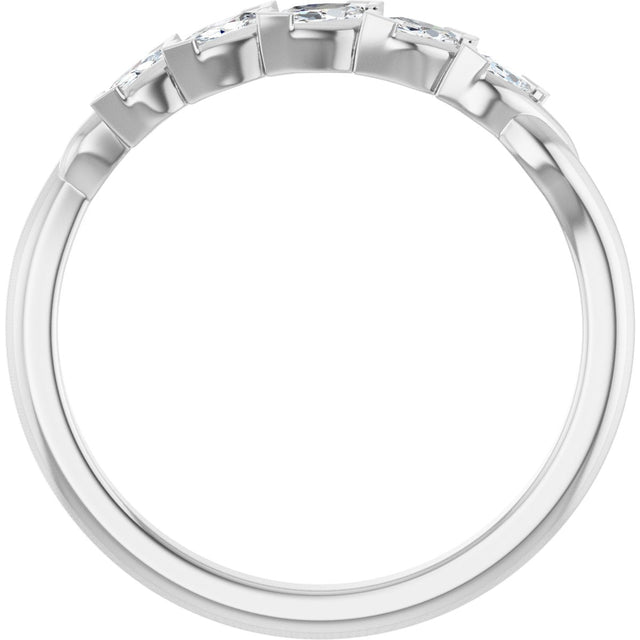 14K Gold Marquise Natural Diamond Anniversary Band - 1/4 CTW - White Gold - view 2