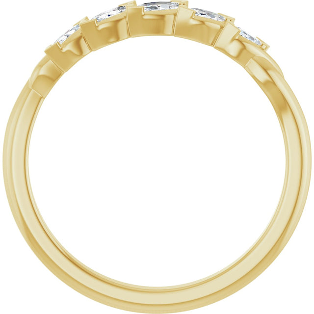 14K Gold Marquise Natural Diamond Anniversary Band - 1/4 CTW - Yellow Gold - view 2