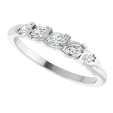 14K Gold Marquise Natural Diamond Anniversary Band - 1/4 CTW - White Gold - view 5