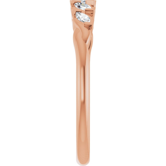 14K Gold Marquise Lab-Grown Diamond Anniversary Band - 1/4 CTW - Rose Gold - view 4