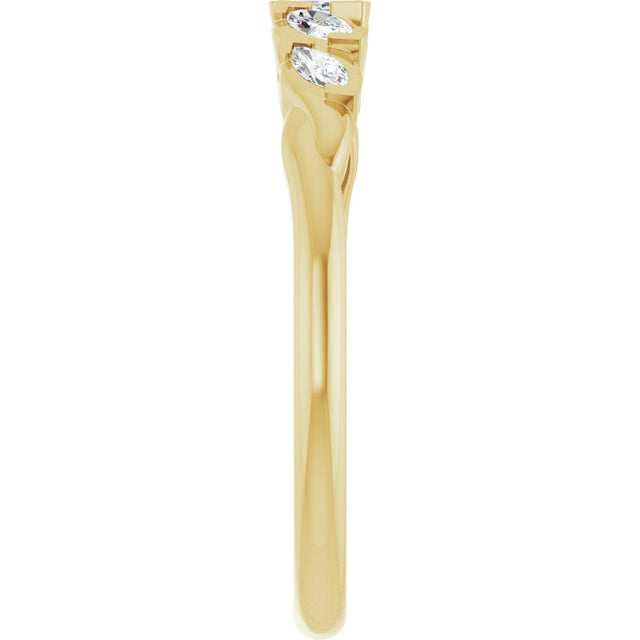 14K Gold Marquise Natural Diamond Anniversary Band - 1/4 CTW - Yellow Gold - view 4