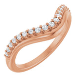 14K Gold Round Natural Diamond Contour Band - 1/5 CTW - Rose Gold