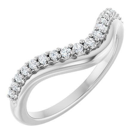 14K Gold Round Natural Diamond Contour Band - 1/5 CTW - White Gold