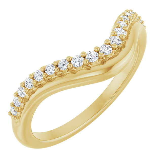 14K Gold Round Lab-Grown Diamond Contour Band - 1/5 CTW - Yellow Gold