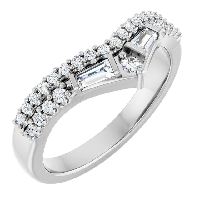 Platinum Round Natural Diamond Contour Band - 3/8 CTW