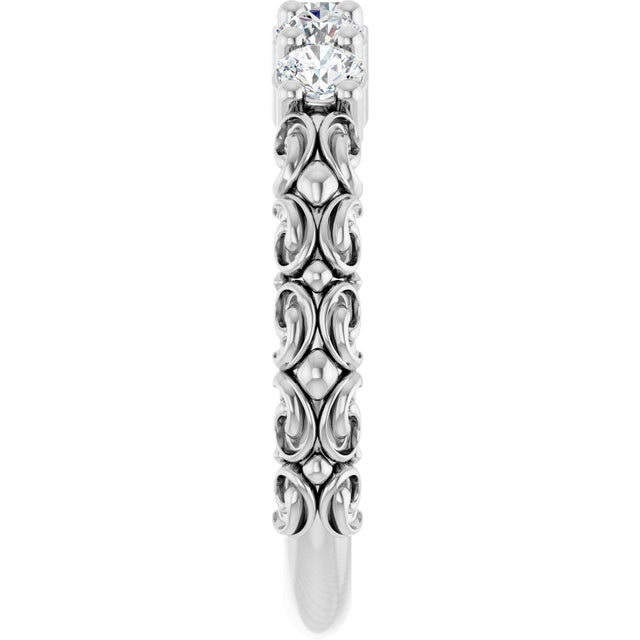 Platinum Round Lab-Grown Diamond Five-Stone Sculptural Anniversary Band - 1/2 CTW - view 9