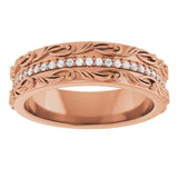 14K Gold Round Lab-Grown Diamond Accented Band - 1/4 CTW - Rose Gold - view 8