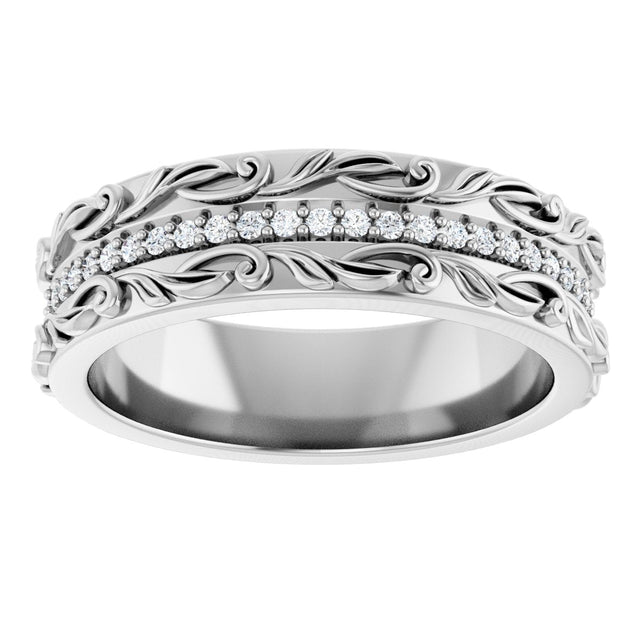 14K Gold Round Lab-Grown Diamond Accented Band - 1/4 CTW - White Gold - view 8