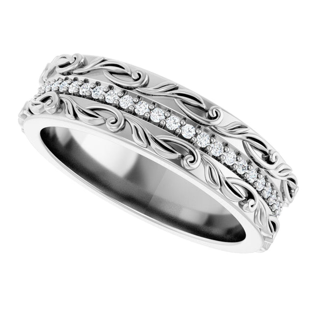 Platinum Round Lab-Grown Diamond Accented Band - 1/4 CTW - view 10