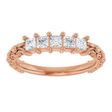 14K Gold Square Natural Diamond Five-Stone Sculptural Anniversary Band - 1/2 CTW - Rose Gold - view 8