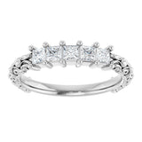 Platinum Square Natural Diamond Five-Stone Sculptural Anniversary Band - 1/2 CTW - view 8