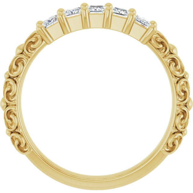 14K Gold Square Lab-Grown Diamond Five-Stone Sculptural Anniversary Band - 1/2 CTW - Yellow Gold - view 7