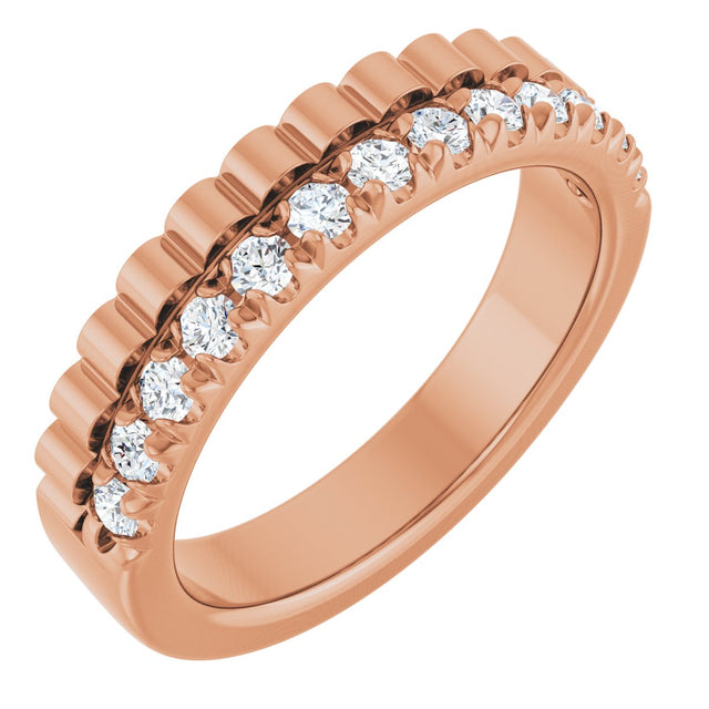 14K Gold Round Natural Diamond Anniversary Band - 1/4-1/3 CTW - Rose Gold