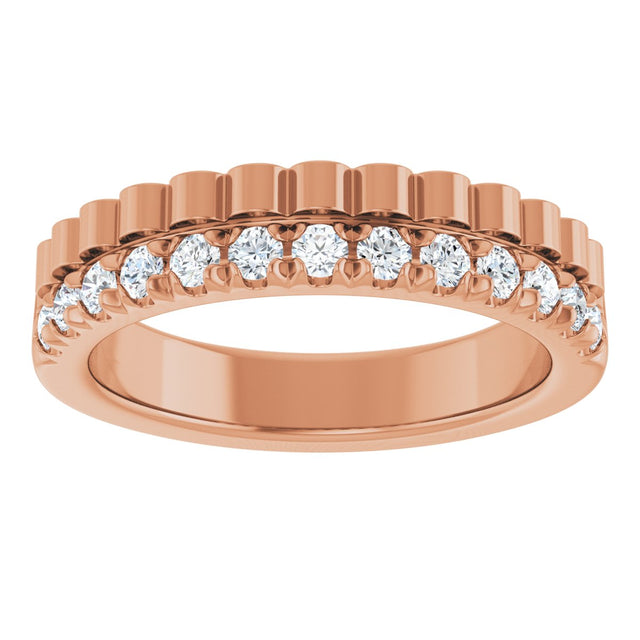 14K Gold Round Lab-Grown Diamond Anniversary Band - 1/4-1/3 CTW - Rose Gold - view 3