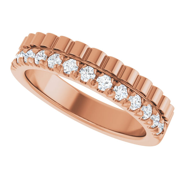 14K Gold Round Lab-Grown Diamond Anniversary Band - 1/4-1/3 CTW - Rose Gold - view 5