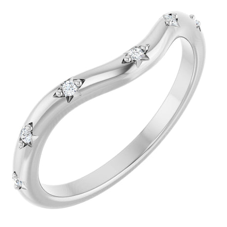 14K Gold Round Natural Diamond Contour Band - 05 CTW - White Gold