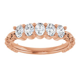 14K Gold Oval Lab-Grown Diamond Five-Stone Sculptural Anniversary Band - 3/4 CTW - Rose Gold - view 8