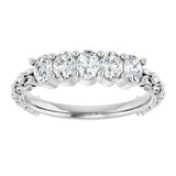 Platinum Oval Lab-Grown Diamond Five-Stone Sculptural Anniversary Band - 3/4 CTW - view 8