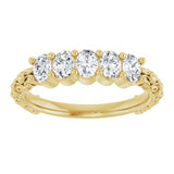 14K Gold Oval Natural Diamond Five-Stone Sculptural Anniversary Band - 3/4 CTW - Yellow Gold - view 8
