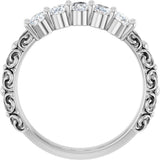 14K Gold Oval Natural Diamond Five-Stone Sculptural Anniversary Band - 3/4 CTW - White Gold - view 7