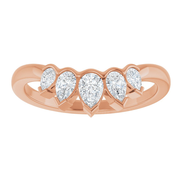 14K Gold Pear Lab-Grown Diamond Contour Band - 1/2 CTW (Style 127036) - Rose Gold - view 3