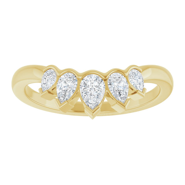 14K Gold Pear Natural Diamond Contour Band - 1/2 CTW (Style 127036) - Yellow Gold - view 3