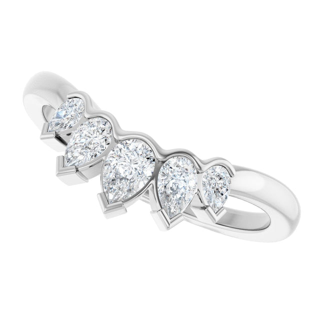 14K Gold Pear Natural Diamond Contour Band - 1/2 CTW (Style 127036) - White Gold - view 5