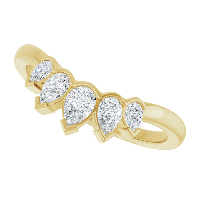14K Gold Pear Lab-Grown Diamond Contour Band - 1/2 CTW (Style 127036) - Yellow Gold - view 5
