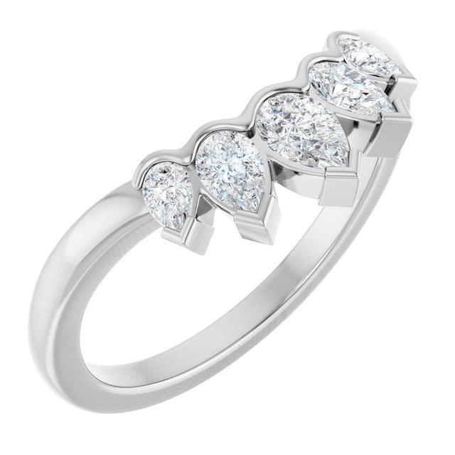 14K Gold Pear Lab-Grown Diamond Contour Band - 1/2 CTW (Style 127036) - White Gold