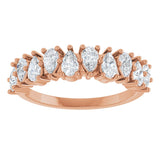 14K Gold Pear Natural Diamond Anniversary Band - 1 CTW - Rose Gold - view 3