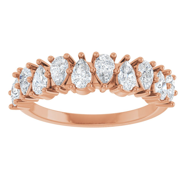 14K Gold Pear Lab-Grown Diamond Anniversary Band - 1 CTW - Rose Gold - view 3