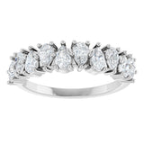 14K Gold Pear Natural Diamond Anniversary Band - 1 CTW - White Gold - view 3