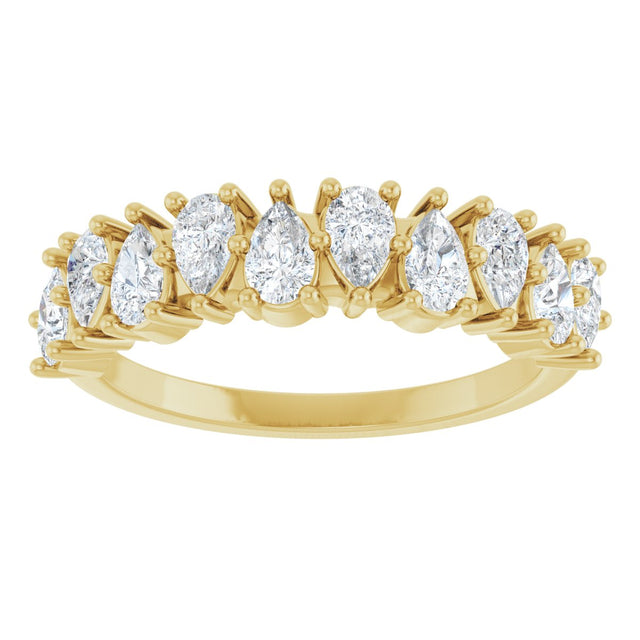 14K Gold Pear Lab-Grown Diamond Anniversary Band - 1 CTW - Yellow Gold - view 3