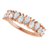 14K Gold Pear Natural Diamond Anniversary Band - 1 CTW - Rose Gold - view 5