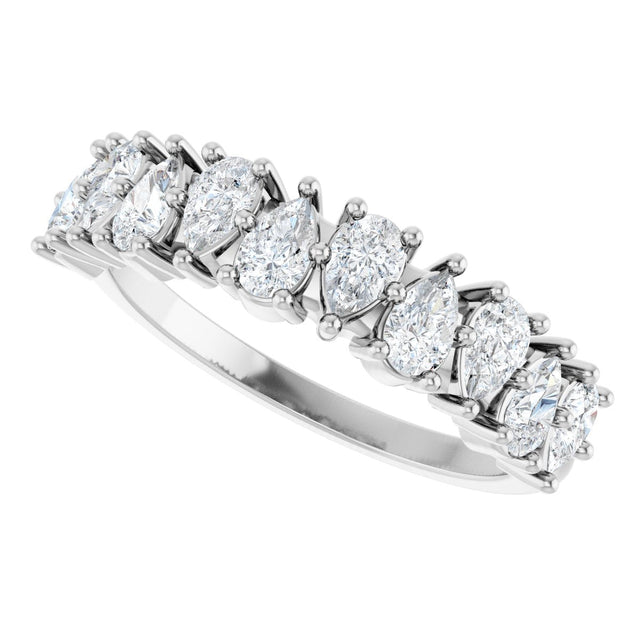 14K Gold Pear Lab-Grown Diamond Anniversary Band - 1 CTW - White Gold - view 5