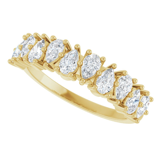 14K Gold Pear Lab-Grown Diamond Anniversary Band - 1 CTW - Yellow Gold - view 5