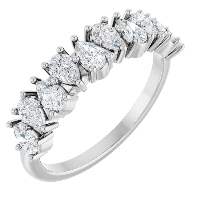 14K Gold Pear Lab-Grown Diamond Anniversary Band - 1 CTW - White Gold