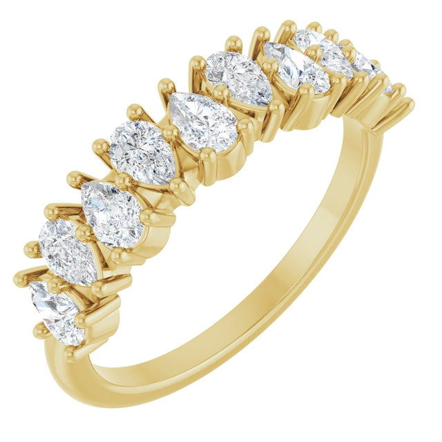 14K Gold Pear Lab-Grown Diamond Anniversary Band - 1 CTW - Yellow Gold