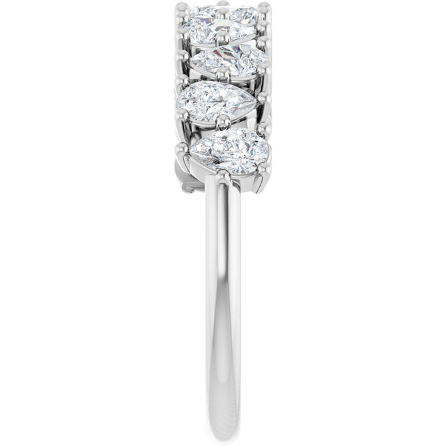 Platinum Pear Natural Diamond Anniversary Band - 1 CTW - view 4