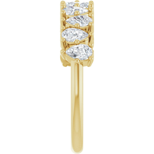 14K Gold Pear Lab-Grown Diamond Anniversary Band - 1 CTW - Yellow Gold - view 4