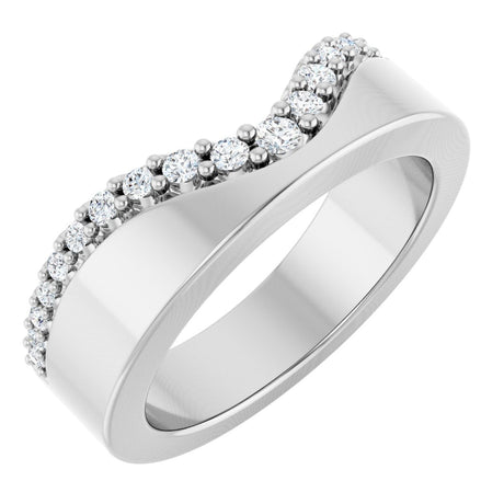 14K Gold Round Lab-Grown Diamond Contour Band - 1/5 CTW (Style 127060) - White Gold