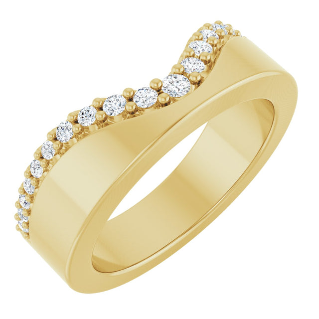 14K Gold Round Lab-Grown Diamond Contour Band - 1/5 CTW (Style 127060) - Yellow Gold
