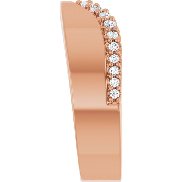 14K Gold Round Lab-Grown Diamond Contour Band - 1/5 CTW (Style 127060) - Rose Gold - view 4
