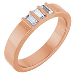 14K Gold Straight Baguette Natural Diamond Three-Stone Band - 1/5 CTW - Rose Gold