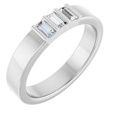 Platinum Straight Baguette Lab-Grown Diamond Three-Stone Band - 1/5 CTW