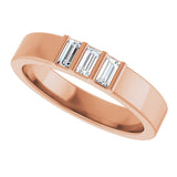 14K Gold Straight Baguette Lab-Grown Diamond Three-Stone Band - 1/5 CTW - Rose Gold - view 5