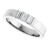 14K Gold Straight Baguette Lab-Grown Diamond Three-Stone Band - 1/5 CTW - White Gold - view 5